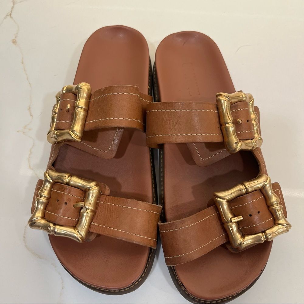 SCHUTZ Brown Sandals with Gold Accents - Picture 5 of 6